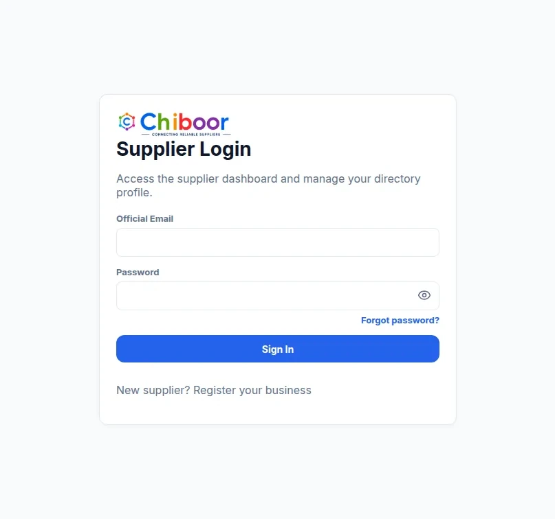 Chiboor supplier login