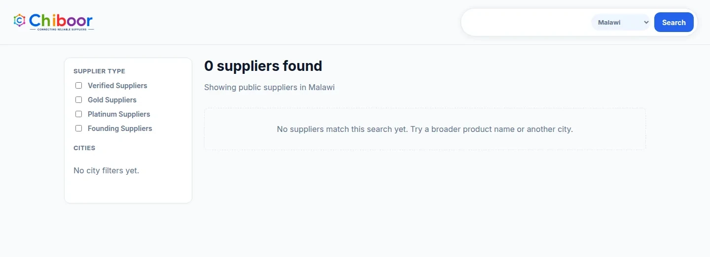 Chiboor supplier search results surface