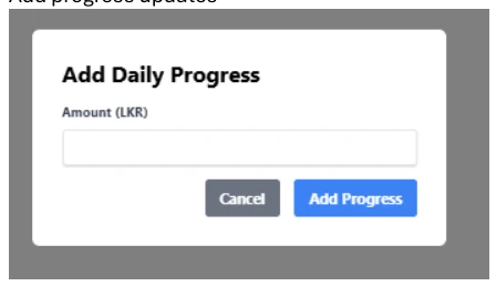 Financial goal detail view with progress bar and target amount
