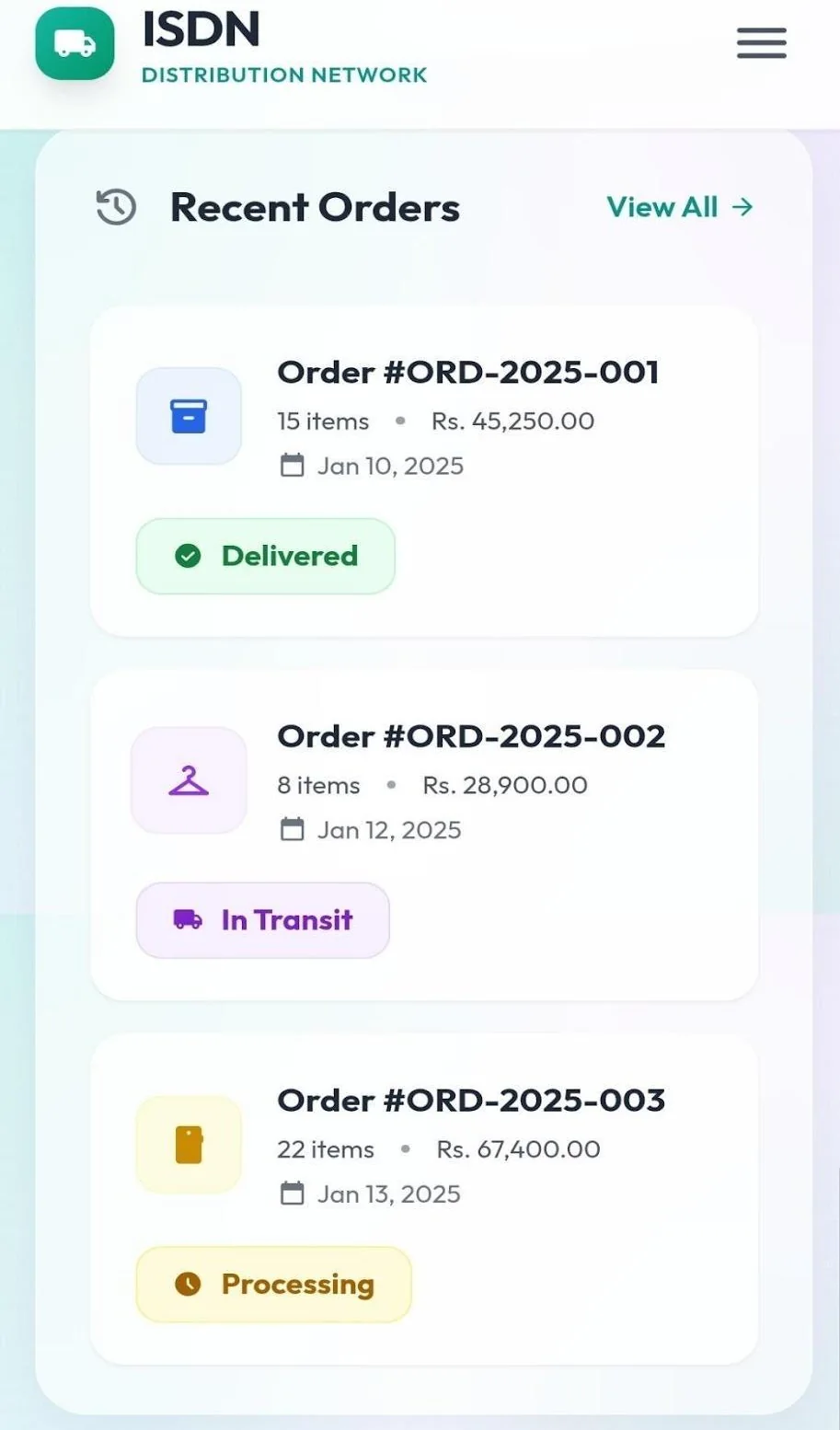 Mobile customer dashboard
