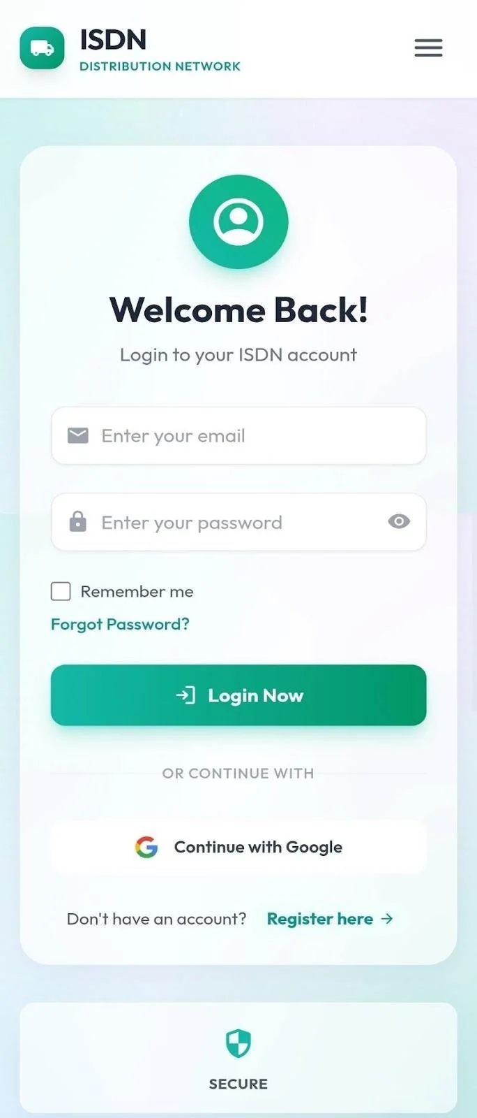 Mobile login view