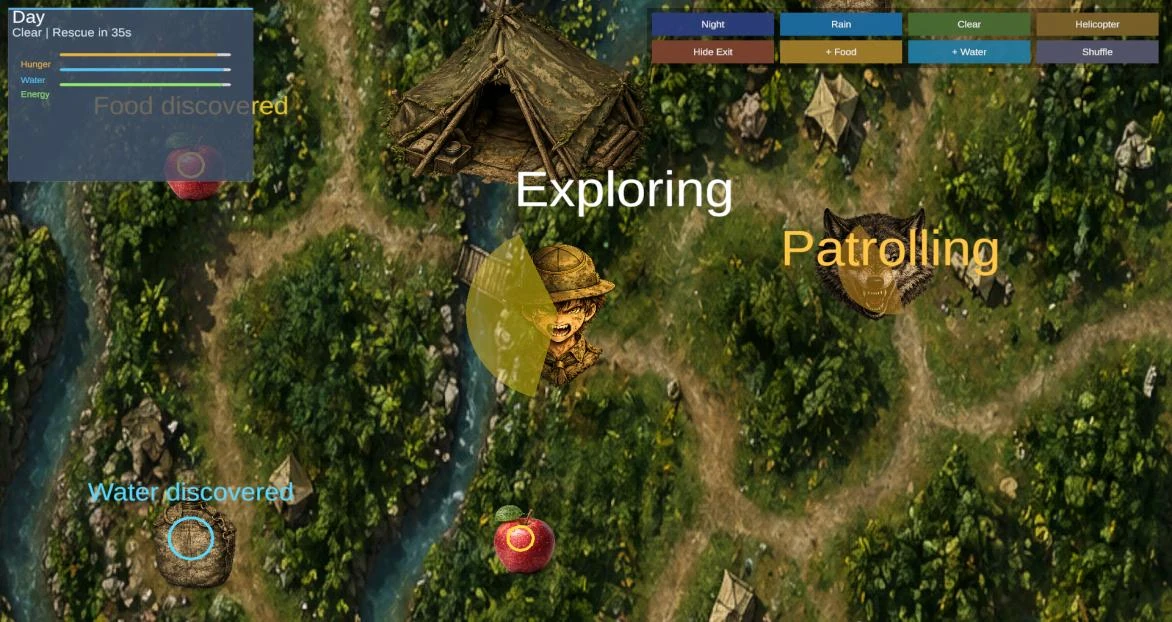 Day environment presentation of the survival map