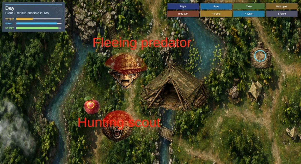 Scout escaping from predator danger