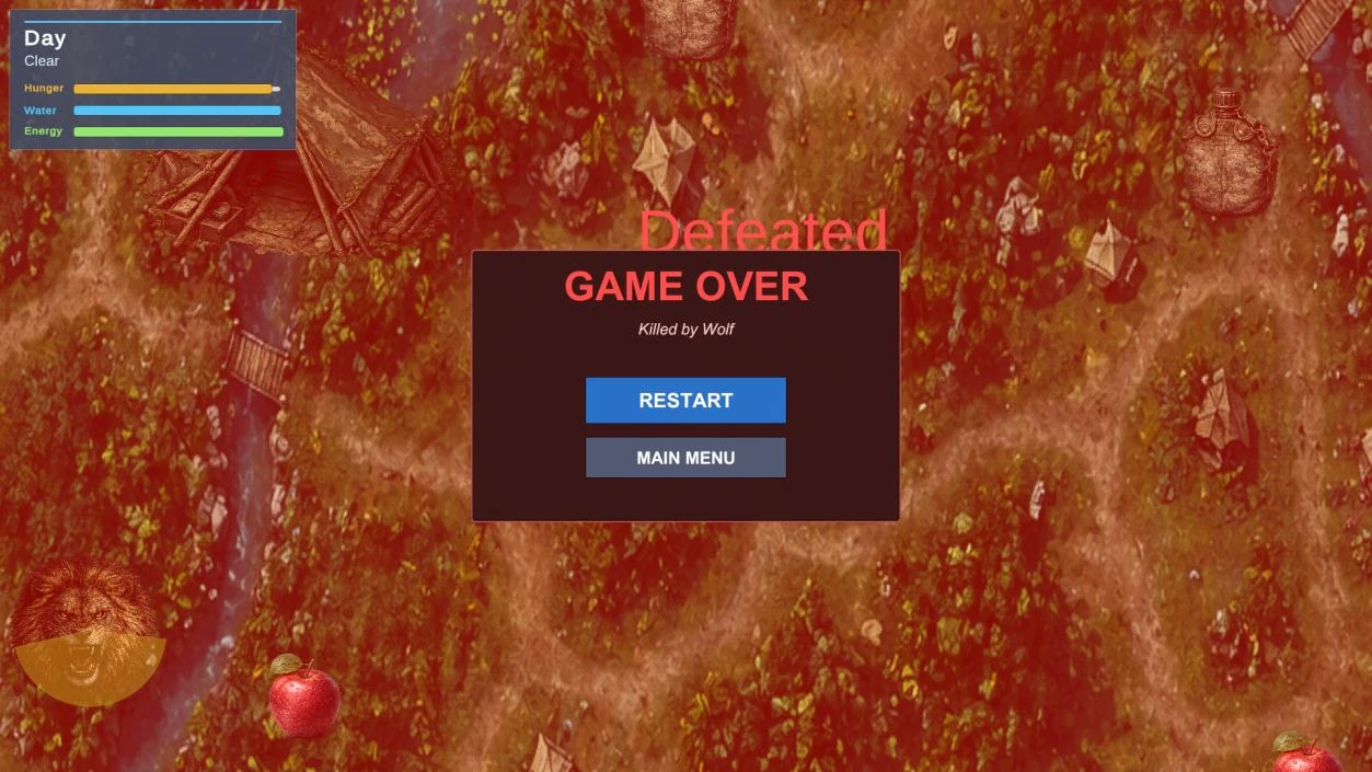 Failure outcome screen