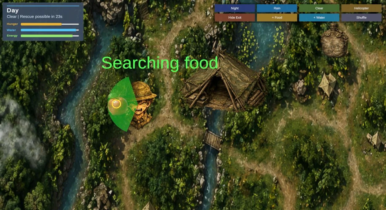 Scout searching for food using sensing and memory