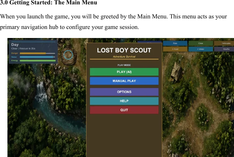 Lost Boy Scout Adventure main menu