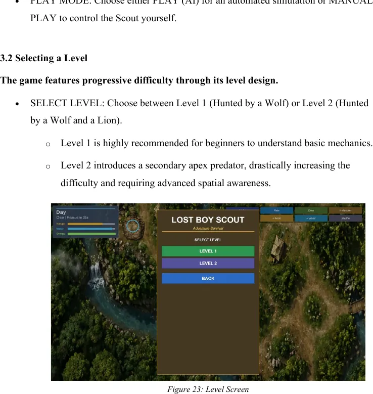 Level selection