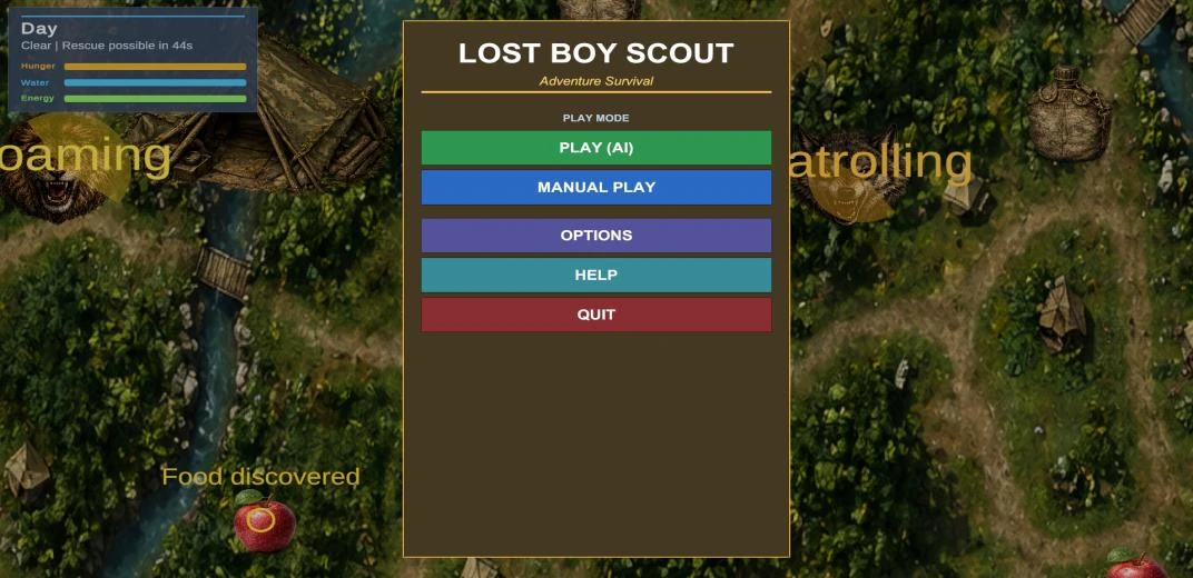Game mode selection screen
