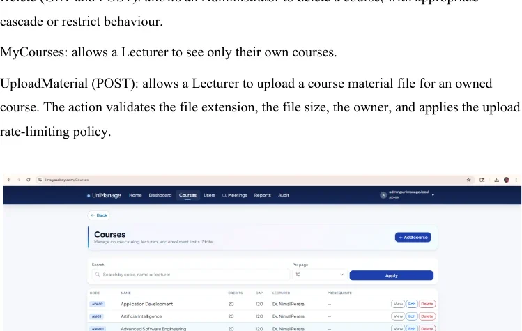 UniManage course management