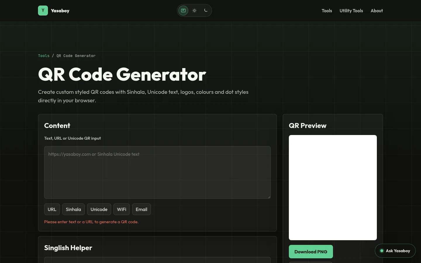 Yasaboy QR generator
